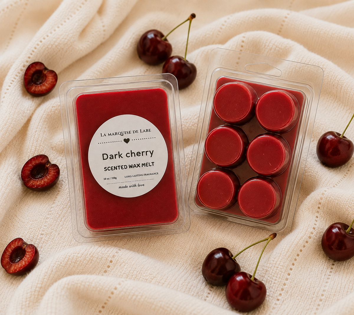 Fondant Parfumé Dark Cherry – Cire de colza – Wax Melt Parfumé Longue Durée | La Marquise de Labé